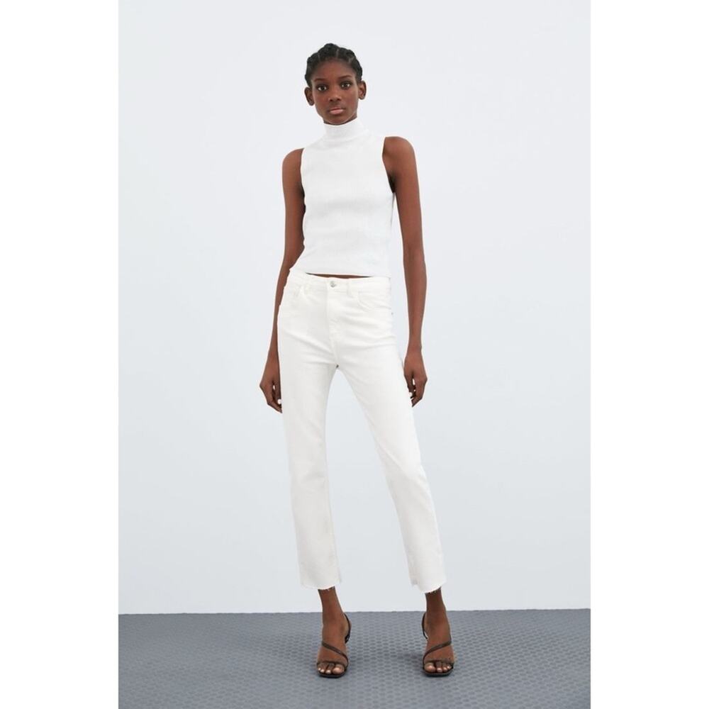 NWT Zara High Rise Ankle Length Slim Jeans in White sz 2